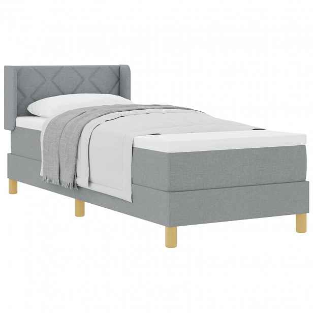 vidaXL Postel s boxspringem s čelo Světle šedá 200 x 80 cm textil