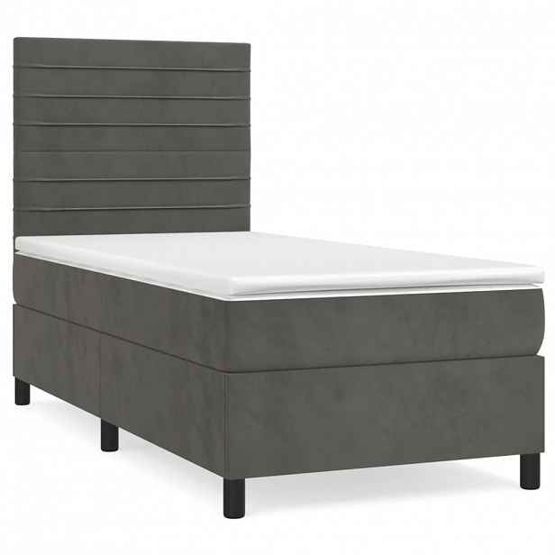 vidaXL Box spring postel s matrací tmavě šedá 90x190 cm samet