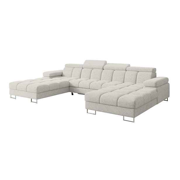 ALTDECOR SEDACÍ SOUPRAVA s funkcí spaní a úložným prostorem COMA U2 345x203x79 světle šedá velur