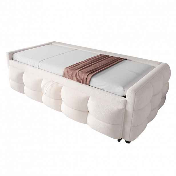 CHICFURN ROZKLÁDACÍ POHOVKA 90/190 cm v béžové barvě, rozložitelná na 180/190 cm