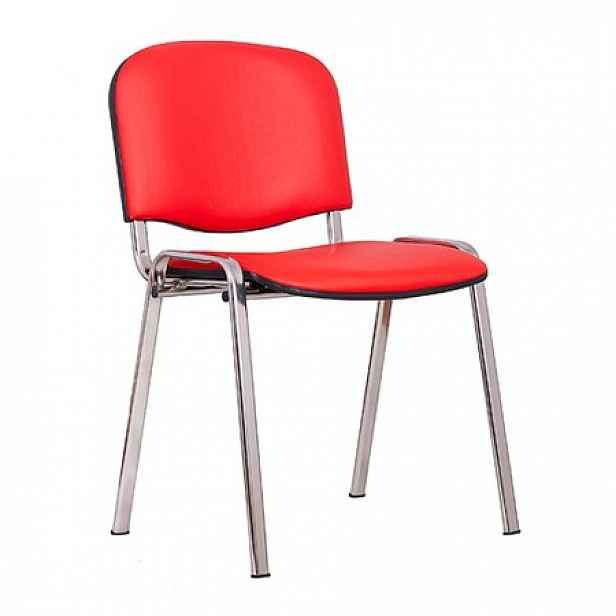 Konferenční židle ISO eko-kůže CHROM červená