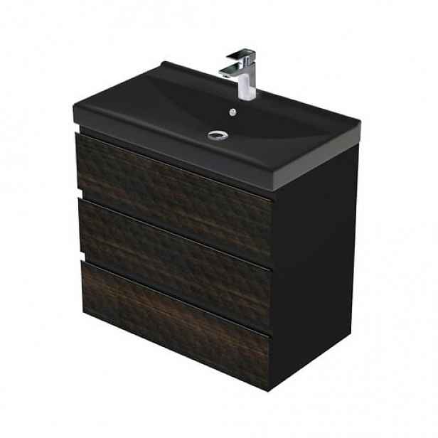 Koupelnová skříňka s umyvadlem SAT Cube Way 80x76,5x46 cm dub wellington mat CUBE3D46803ZHVERB