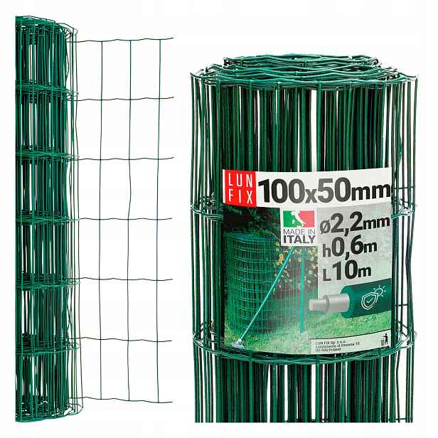 Plotová síť 60 cm potažená pozinkovanou zelenou barvou 100 x 50 fi2,2 10 m