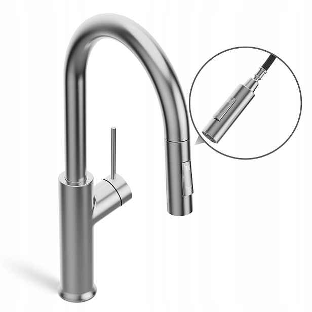 Kuchyňská Baterie Inox Kartáčovaná 360° S Vytahovací Sprškou Do Dřezu Nová