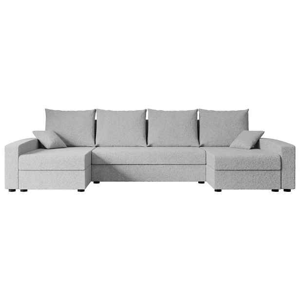 ALTDECOR SEDACÍ SOUPRAVA ve tvaru U s funkcí spaní a úložným prostorem ALESIA-U 301x140x90 Světle šedá Buklé