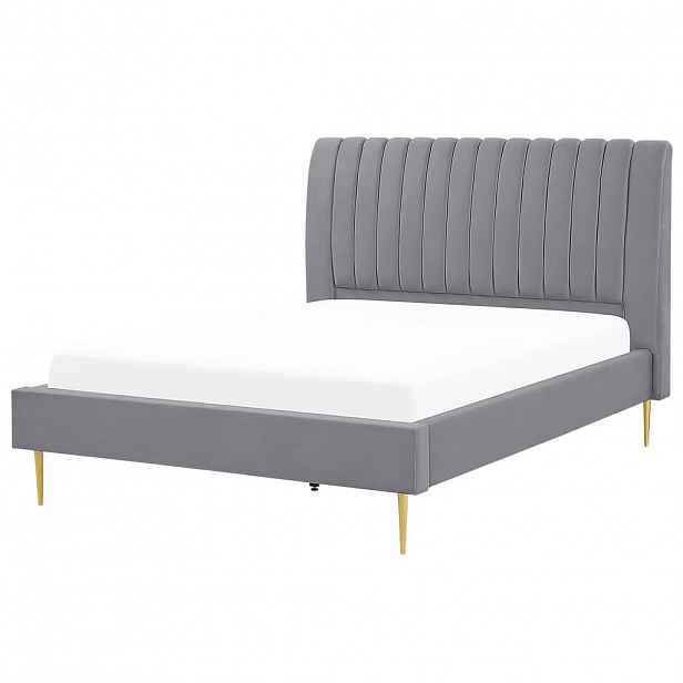 Beliani ČALOUNĚNÁ POSTEL 140/200 cm Šedá Marville