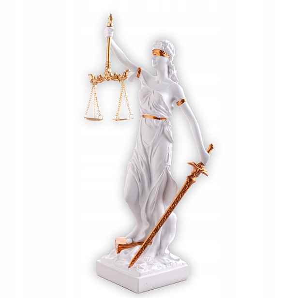 Bílá Themis se váhou a mečem 31 cm socha Dárek pro právníka TEM-02