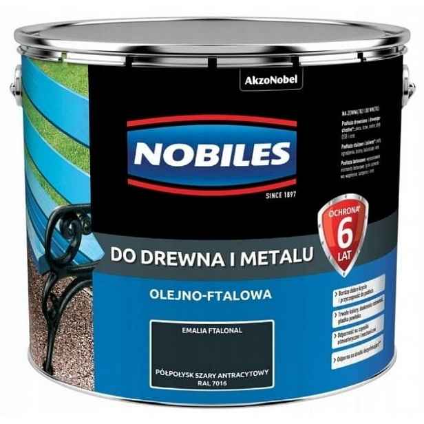 Nobiles Ftalonal 10L Šedý Antracitový 7016 Polopolovina