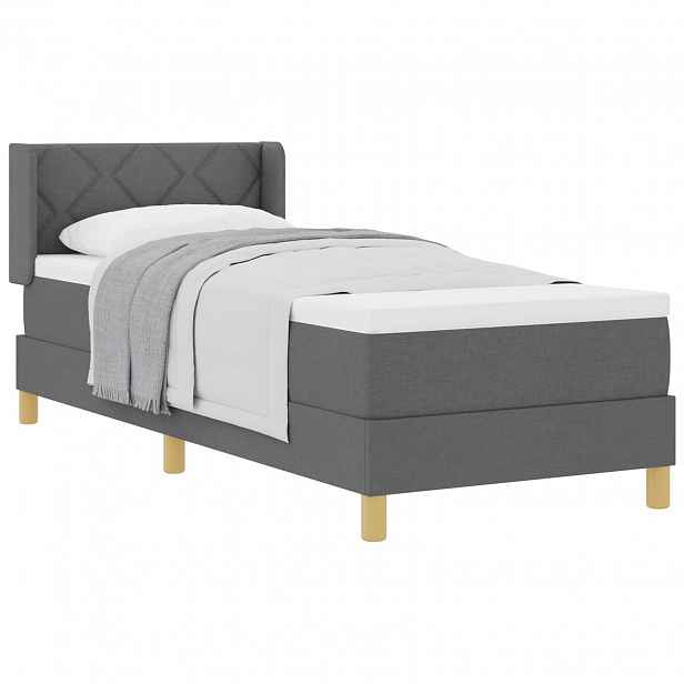 vidaXL Postel s boxspringem s polštářem Tmavě šedá 200 x 80 cm textil
