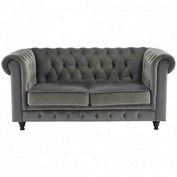 Xora POHOVKA CHESTERFIELD, dřevo, textil, šedá, černá