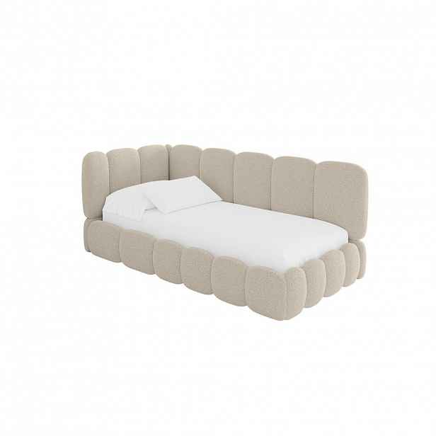 ALTDECOR JEDNOLŮŽKOVÁ POSTEL pro mládež s úložným prostorem a matrací H3/H4, vpravo - AVRY 90x200 tmavě béžová