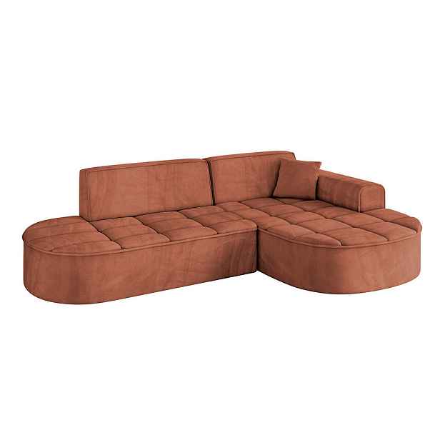 ALTDECOR ROHOVÁ SEDAČKA s otomanem, pravá TARO-L1 243x171x79,5 Meruňková Velur