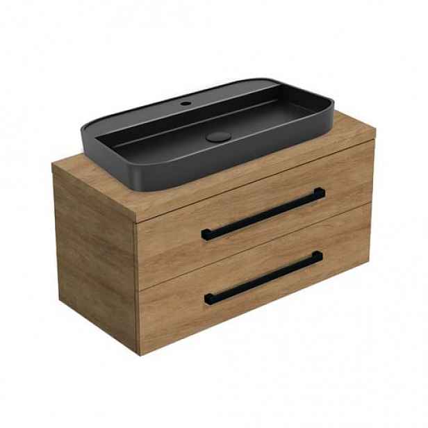 Koupelnová skříňka s umyvadlem a krycí deskou SAT Cube Way 120x47,5x46 cm dub Hickory mat CUBE46C1003DHSAT40