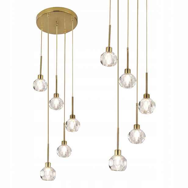 Závěsná lampa do obývacího pokoje zlatá s křišťálovými stínidly 5x5W G9 Kassia Rabalux