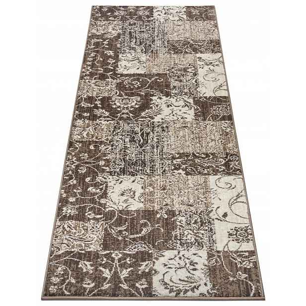 Koberec Běhoun 80x250 cm, tradiční vzor do předsíně chodby, béžovo krémový