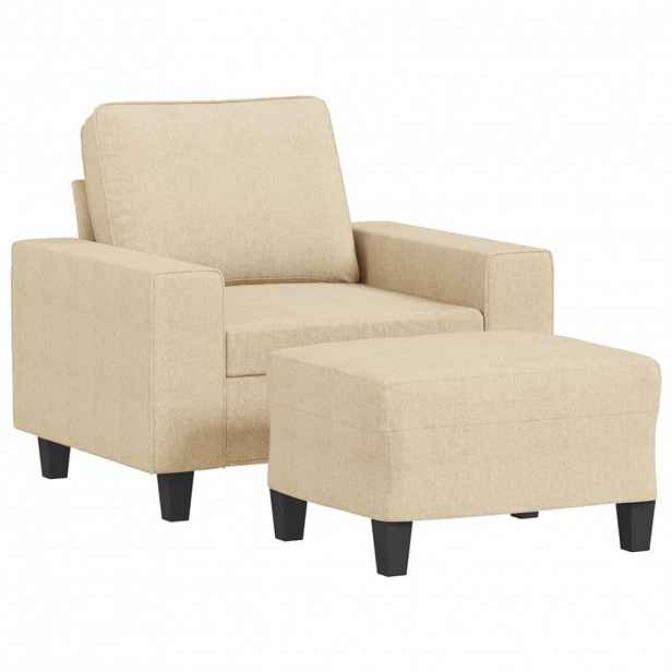vidaXL Křeslo s podnožkou krémové 60 cm textil