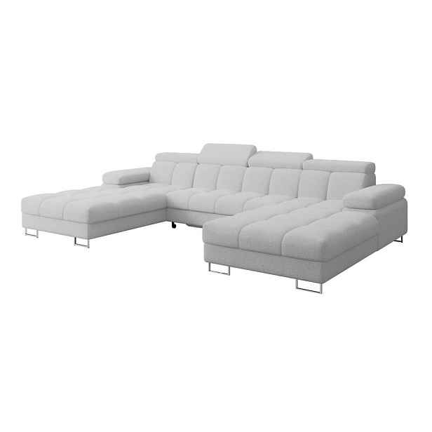 ALTDECOR SEDACÍ SOUPRAVA s funkcí spaní a úložným prostorem COMA U2 345x203x79 světle šedá buklé