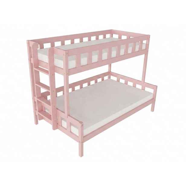Benlemi Patrová postel PLOTTY s bočním žebříkem 90x200, 120x200 cm Zvolte barvu: Pastelově růžová, Zvolte šuplík: Bez šuplíku, Zvolte stranu: Vlevo