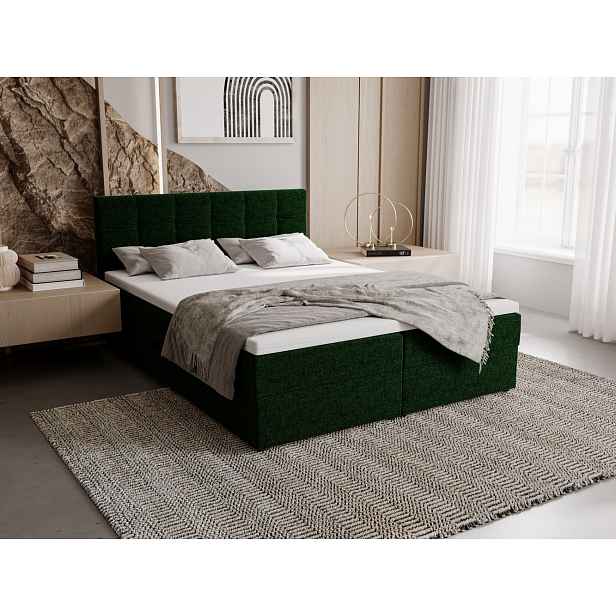 Čalouněná postel 180x200 ELSIE 2 s úložným prostorem - zelená