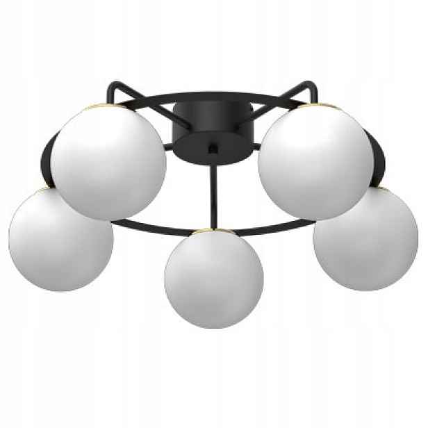 Luminex Stropní svítidlo Ballo, černo-zlatá, 5x E27, 15 W, kov/sklo