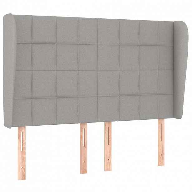 vidaXL Čelo postele typu ušák světle šedé 147x23x118/128 cm textil