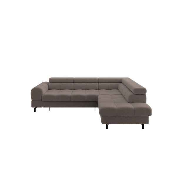 ALTDECOR ROHOVÁ SEDAČKA s funkcí spaní otomana vpravo LUMA-L 272x203x70 hnědá buklé