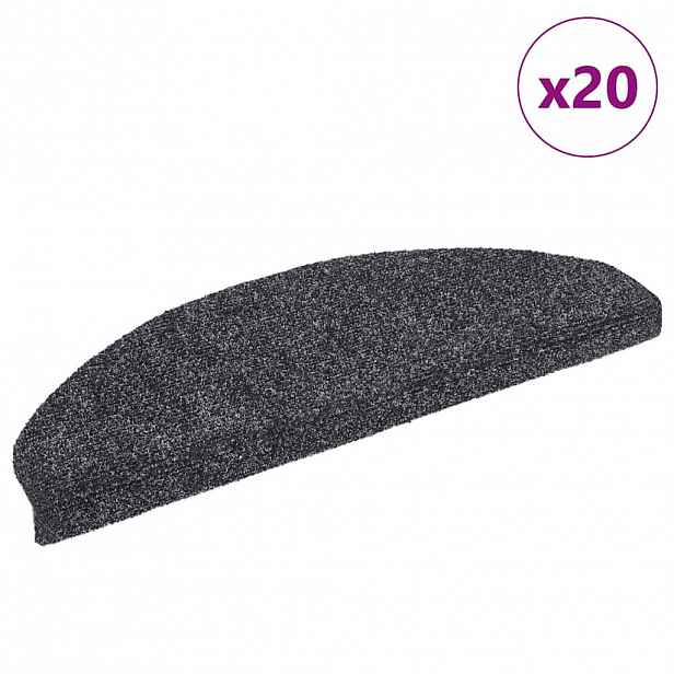 vidaXL Schodové rohože samolepicí 20 ks 65 x 21 x 4 cm tmavě šedé, půlkulaté, velké