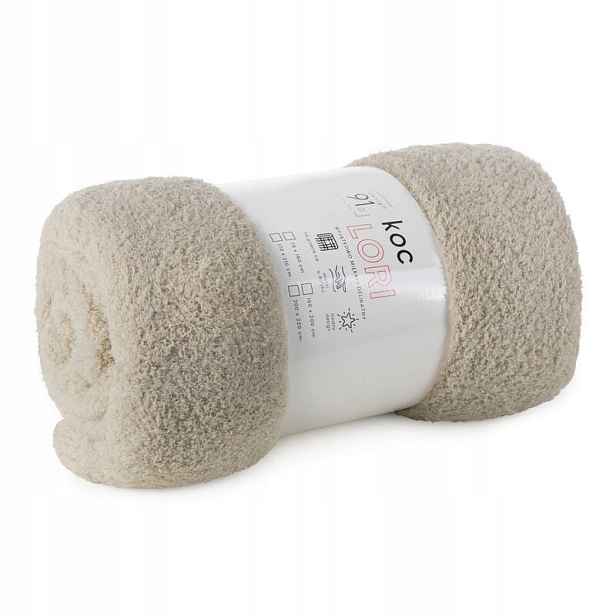 Deka z mikrovlákna typu flano 200x220 béžová měkká Lori D91