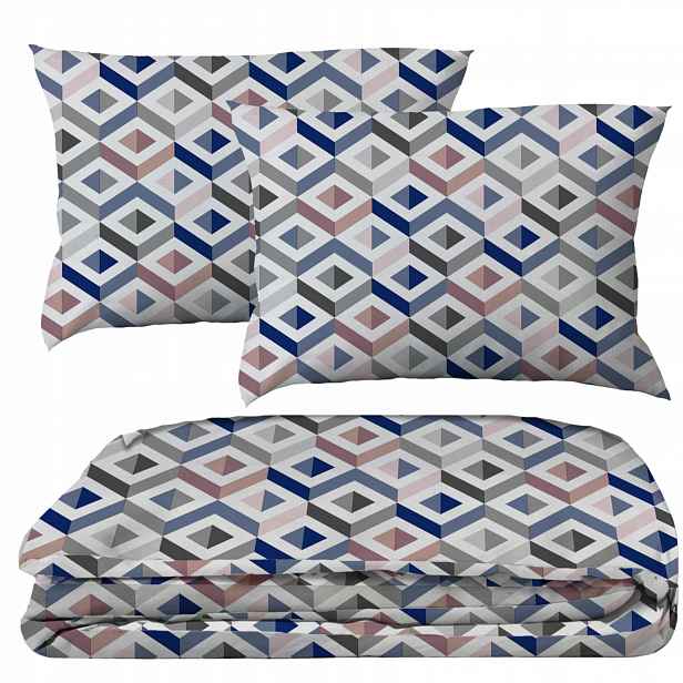 Sada Povlečení 160x200 Bavlna 2 Povlaky 70x80 CM Geometrický Vzor