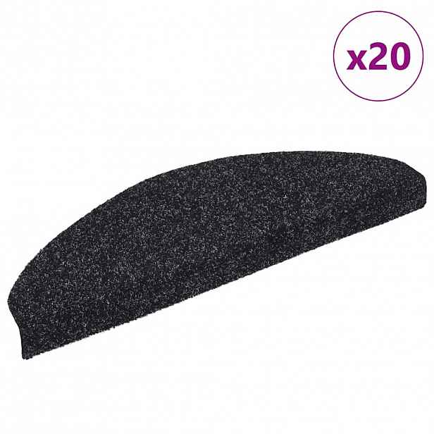 vidaXL Schodové rohože samolepicí 20 ks 65 x 21 x 4 cm černé, půlkulaté, velké