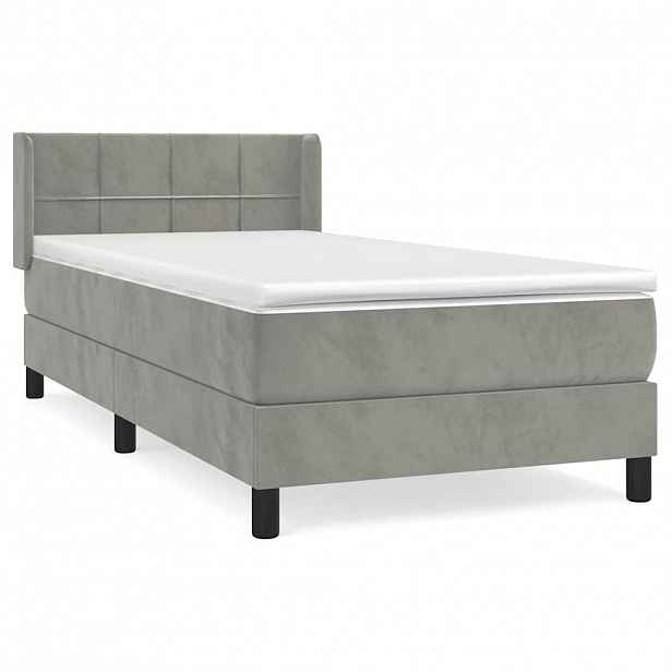 vidaXL Box spring postel s matrací světle šedá 80 x 200 cm samet