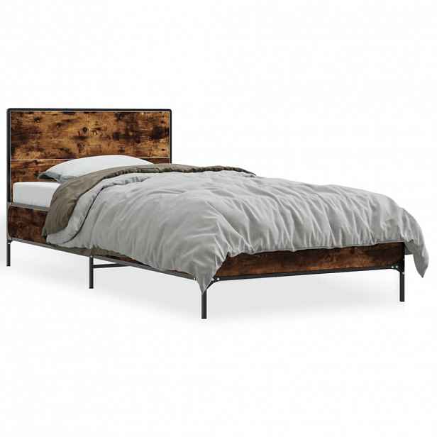 vidaXL Rám postele kouřový dub 90 x 190 cm kompozitní dřevo a kov