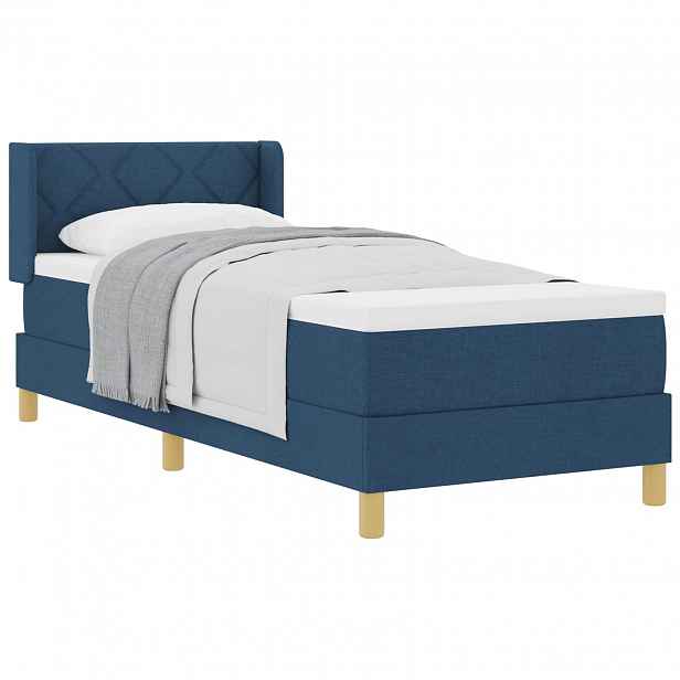vidaXL Postel s boxspringem s čelo Modrá 200 x 80 cm textil