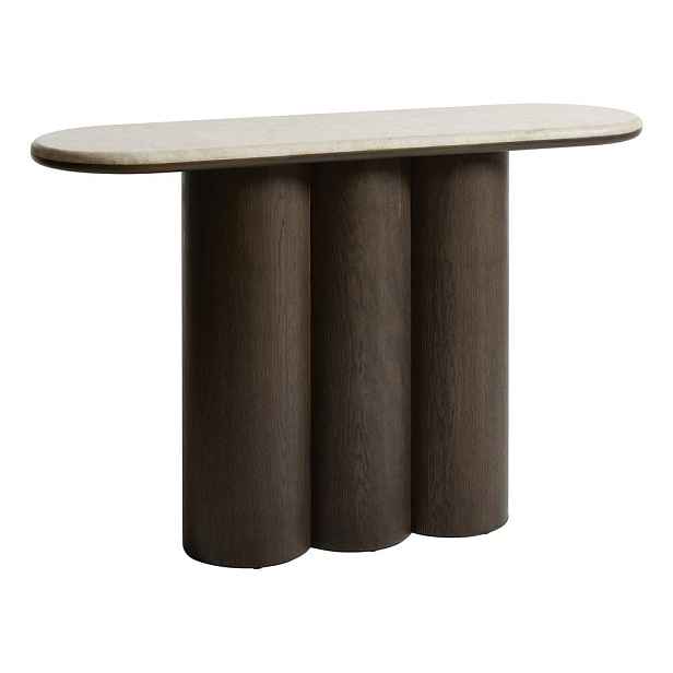 Konzolový stolek s mramorovou deskou  v tmavě přírodní barvě 38x120 cm Piazze – Unique Furniture