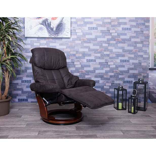 Relaxační křeslo s podnožkou Dekorhome Tmavě hnědá