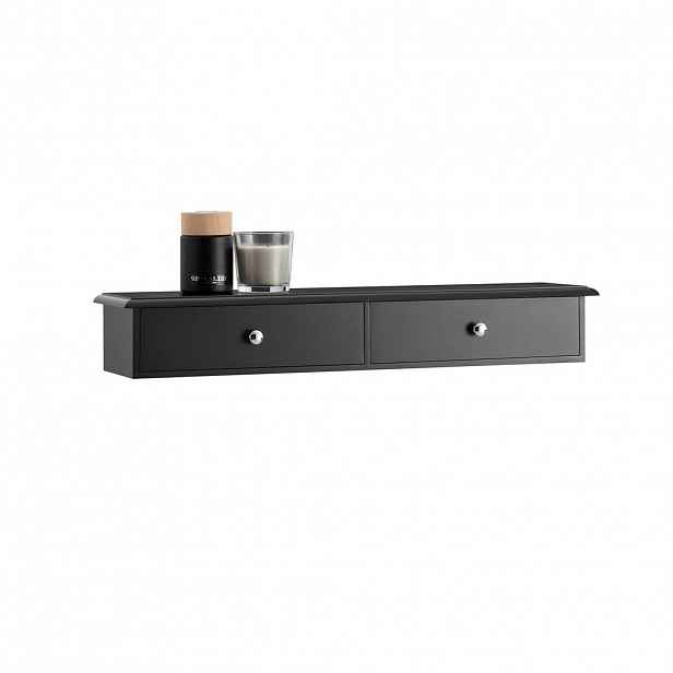SoBuy POLIČKA se dvěma zásuvkami Černá 64x15x10cm Moderní