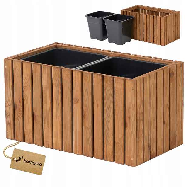 Velký zahradní květináč, obdélníková plastová vložka, 2x18 l, terasa balkon, zahrada