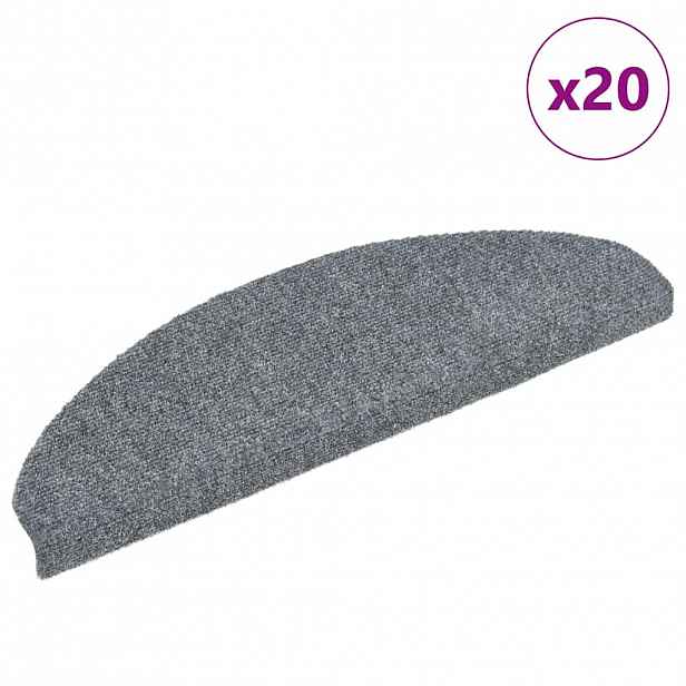 vidaXL Schodové rohože samolepicí 20 ks 65 x 21 x 4 cm světle šedé, půlkulaté, velké
