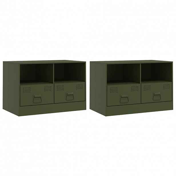 vidaXL TV skříňky 2 ks olivově zelené 67 x 39 x 44 cm ocel