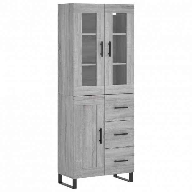 vidaXL Skříň highboard šedá sonoma 69,5 x 34 x 180 cm kompozitní dřevo