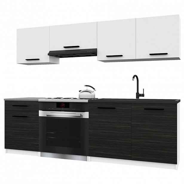 B BELINI GROUP KUCHYŇSKÁ LINKA Italia 1 180 cm, s pracovními deskami, Bílo-ebenová matná