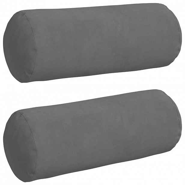 vidaXL Polštáře 2 pcs Tmavě šedá Ø 15 x 40 cm Mikrovlákno