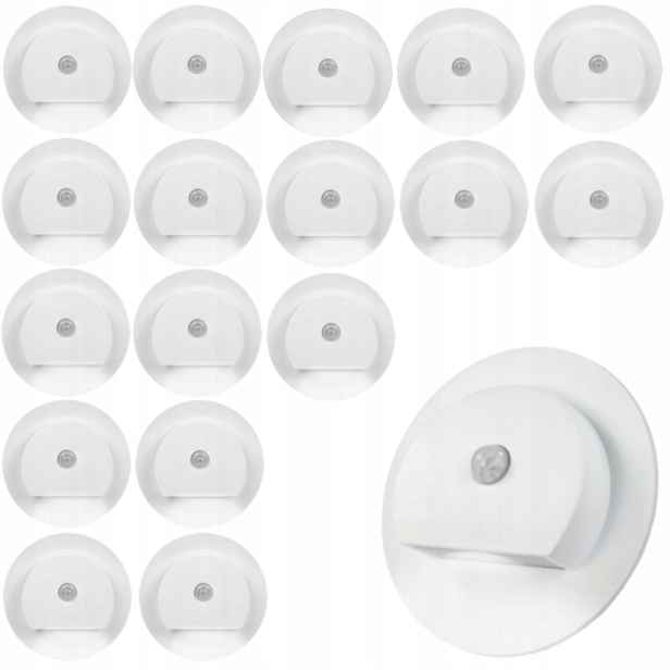 18X Led Schodišťová Lampa 230V Senzor Pohybu Soumraku Osvětlení Schodů