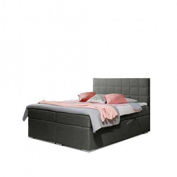Boxspring HIRSUTA 03 160x200,  světle šedá látka