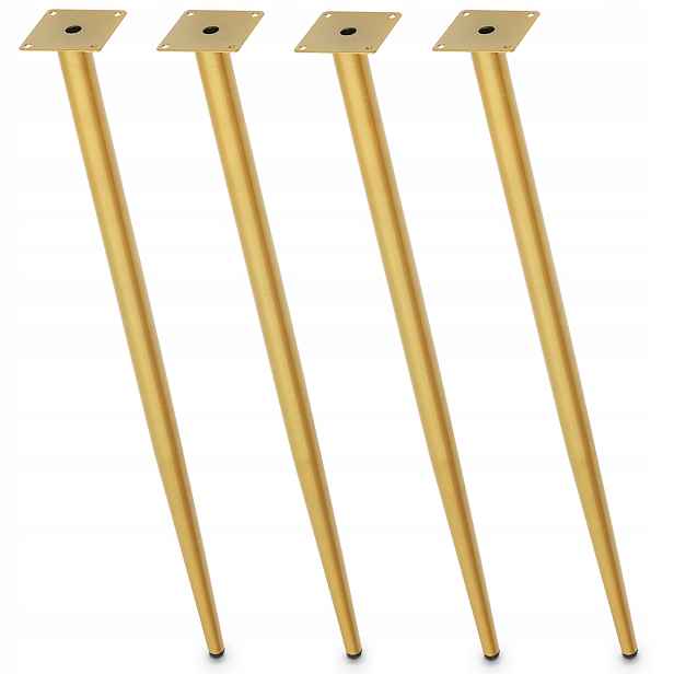 4x Noha na stůl 70 cm Mavö zlatá matná nábytková šikmá pro stolek na nábytek