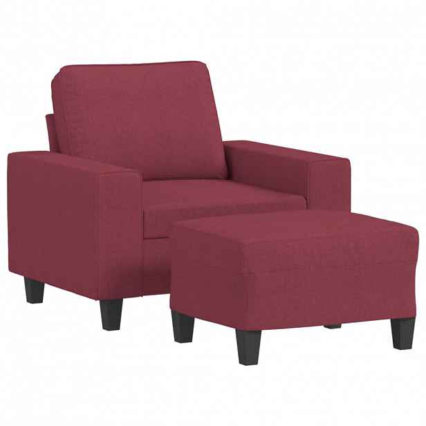 vidaXL Křeslo s podnožkou vínové 60 cm textil