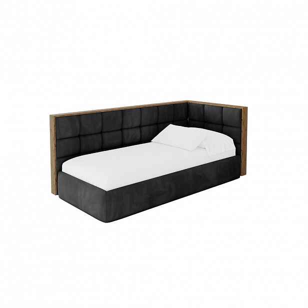 ALTDECOR JEDNOLŮŽKOVÁ POSTEL pro mládež s úložným prostorem, vlevo - SOVY 90x200 černá