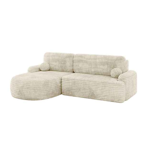 ALTDECOR ROHOVÁ SEDAČKA s funkcí spaní a úložným prostorem LIRA-L - 264x172x89 krémová