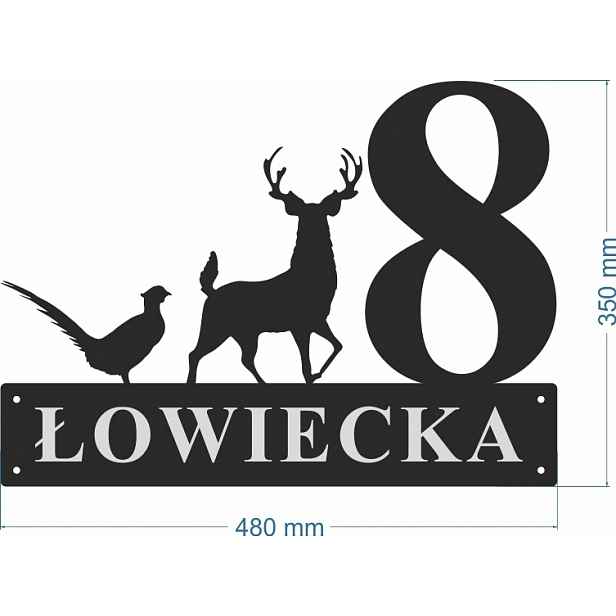 Číslo Na Dům 60 cm Tabule Adresa Ocel 2 mm Lovecká ul.