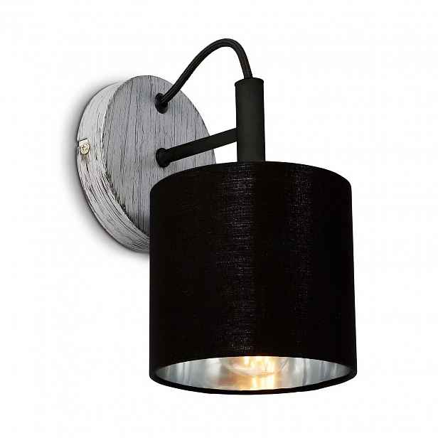 Nástěnná lampa E14 černá, retro stínidlo, stříbrná, do obývacího pokoje a ložnice